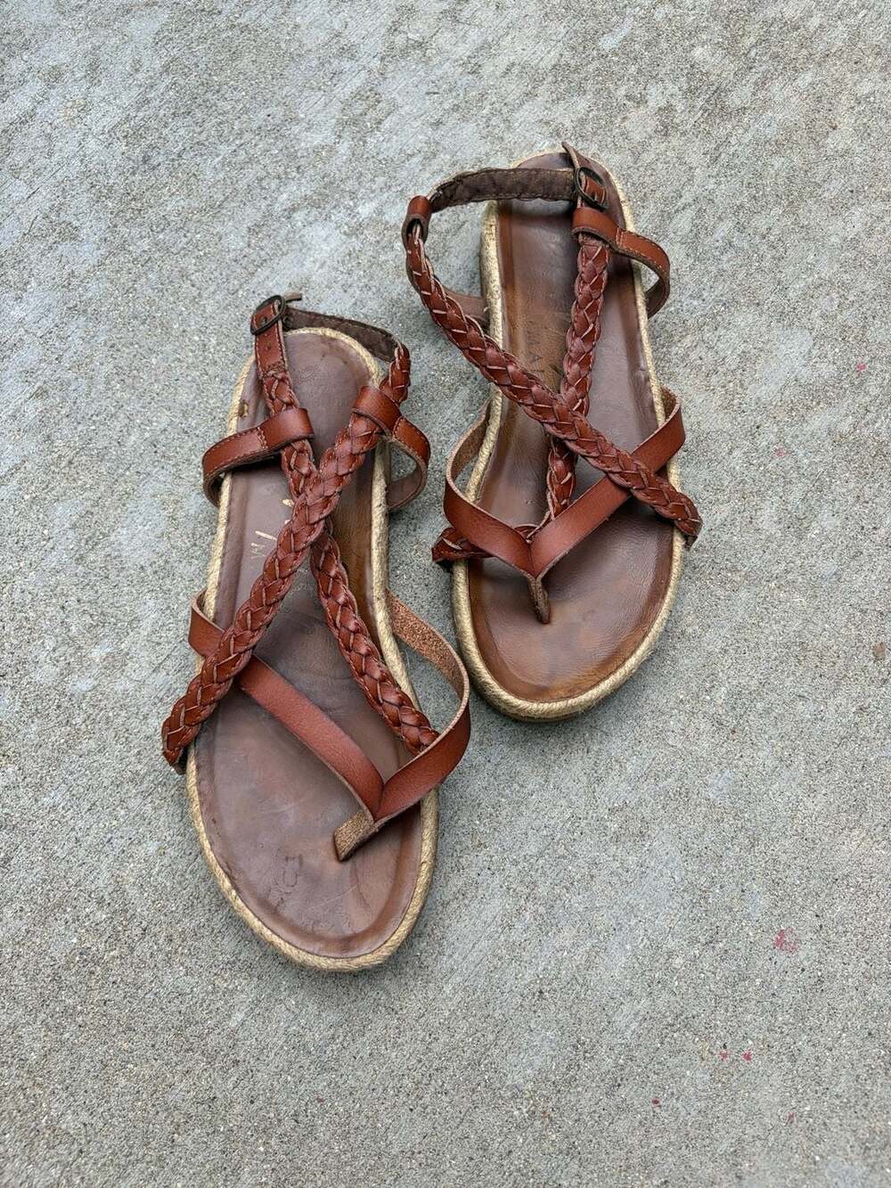 Blowfish Malibu Brown Braided Strappy Flat Sandals Women's Size 9